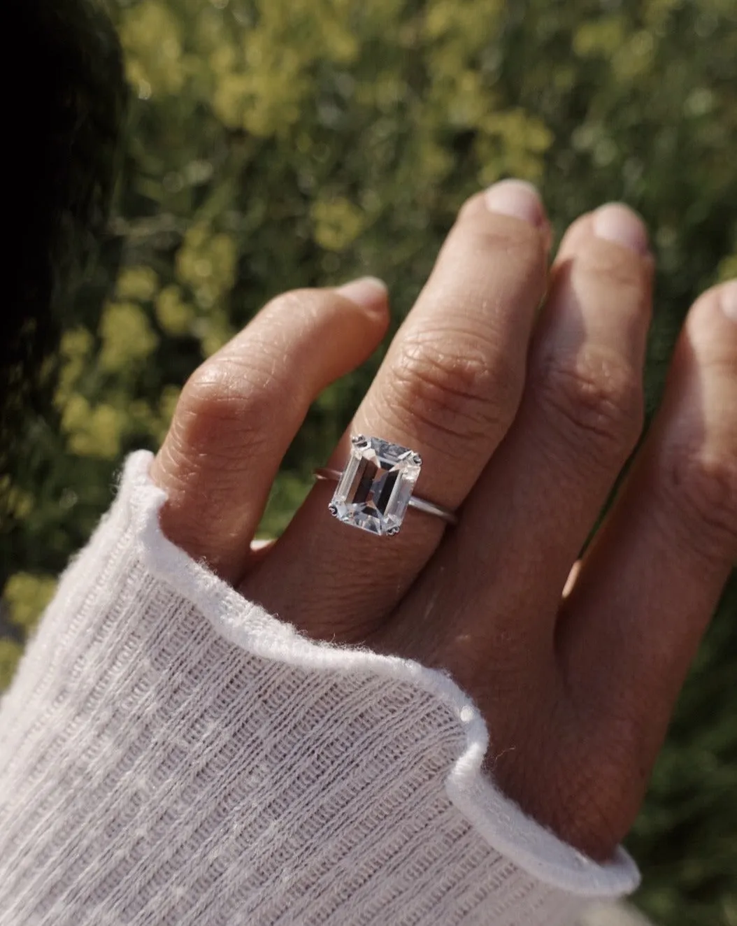 Solitaire Ring with White Topaz