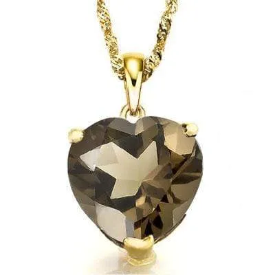 SPARKLING 0.5 CARAT TW (1 PCS) SMOKEY TOPAZ 10K SOLID YELLOW GOLD PENDANT