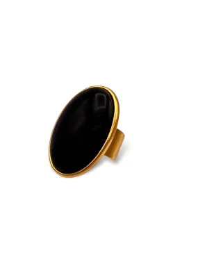 Stella Statement Ring in Black Agate