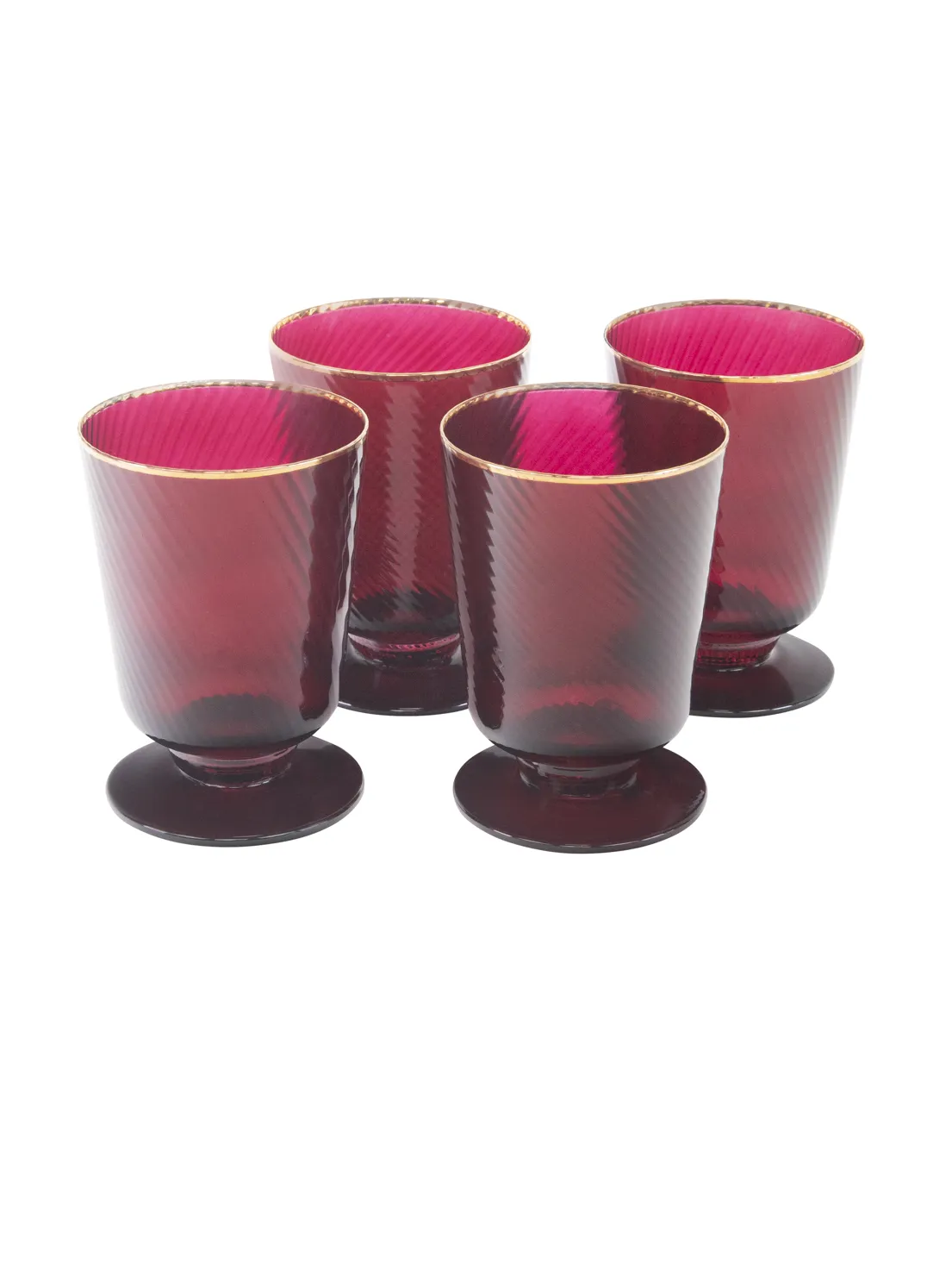 The Twisted Glass, Set of 4 - Raspberry Royalty / Glass