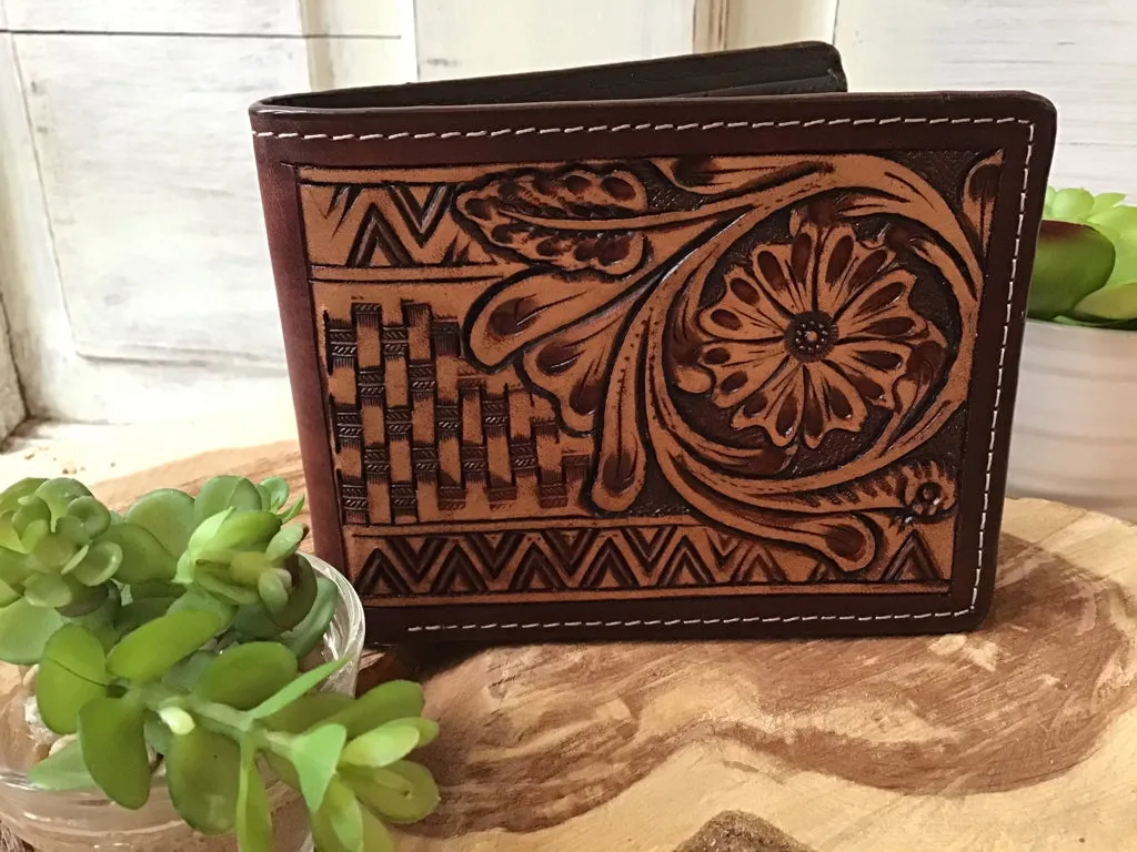 Tooled Leather Bifold Wallet