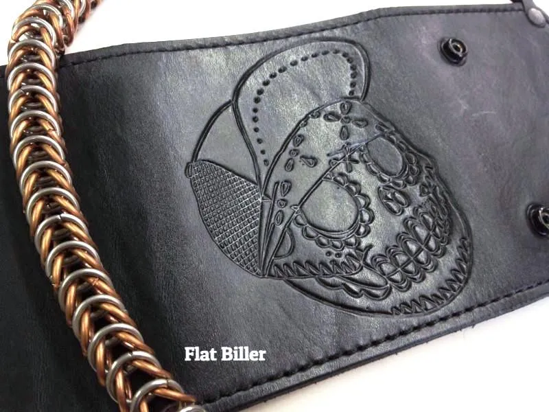 Trifold Leather Chain Wallet