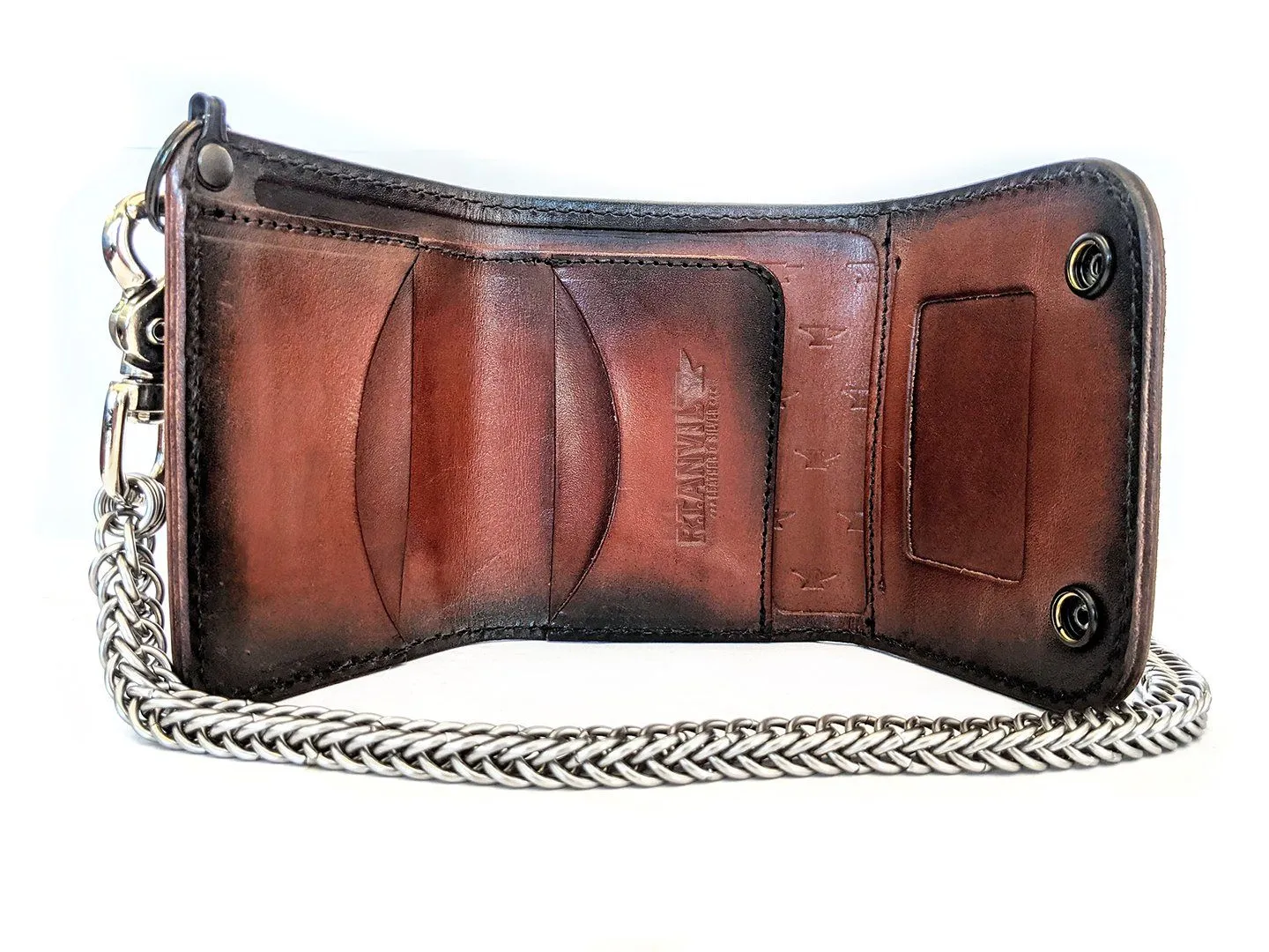 Trifold Leather Chain Wallet