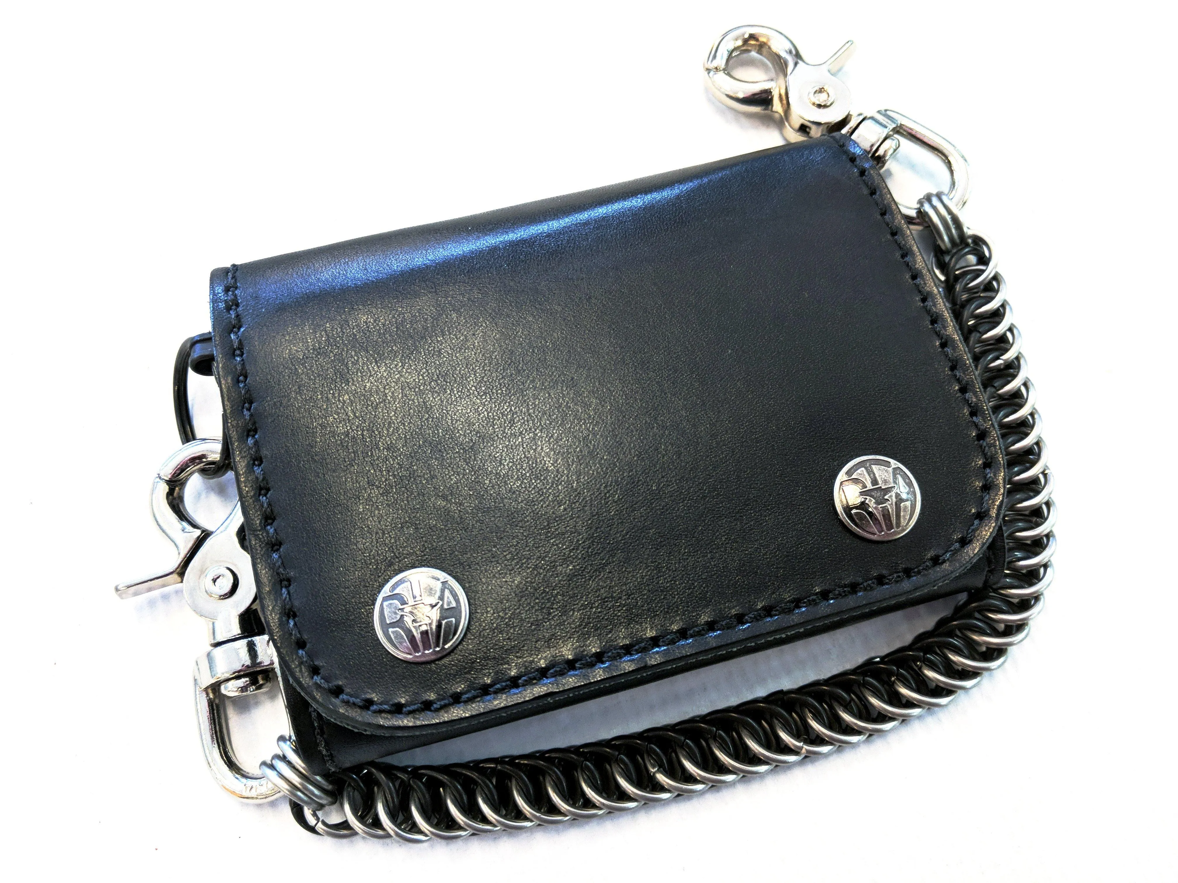 Trifold Leather Chain Wallet