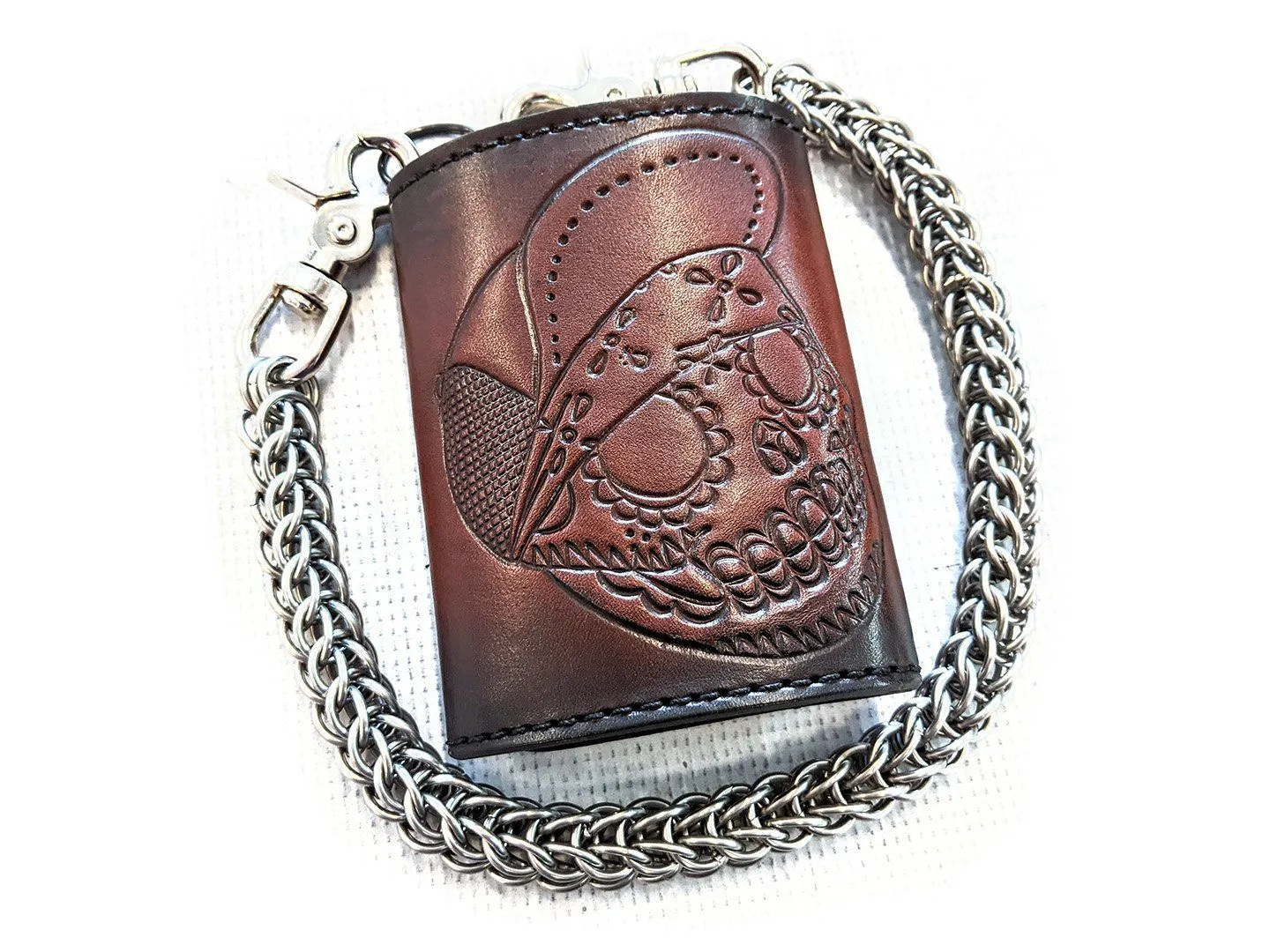 Trifold Leather Chain Wallet