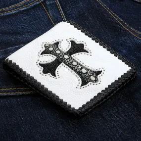 White Stingray Cross Biker Wallet