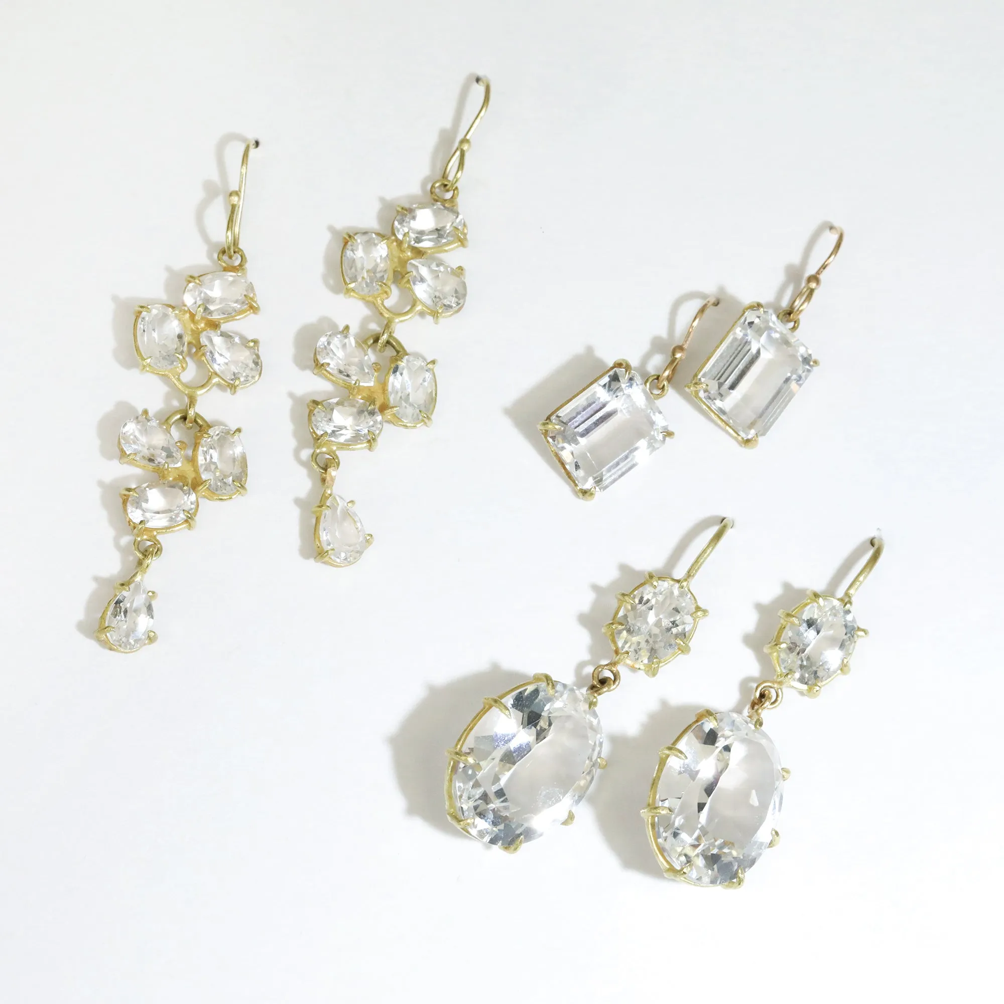 White Topaz Emerald Cut Earrings