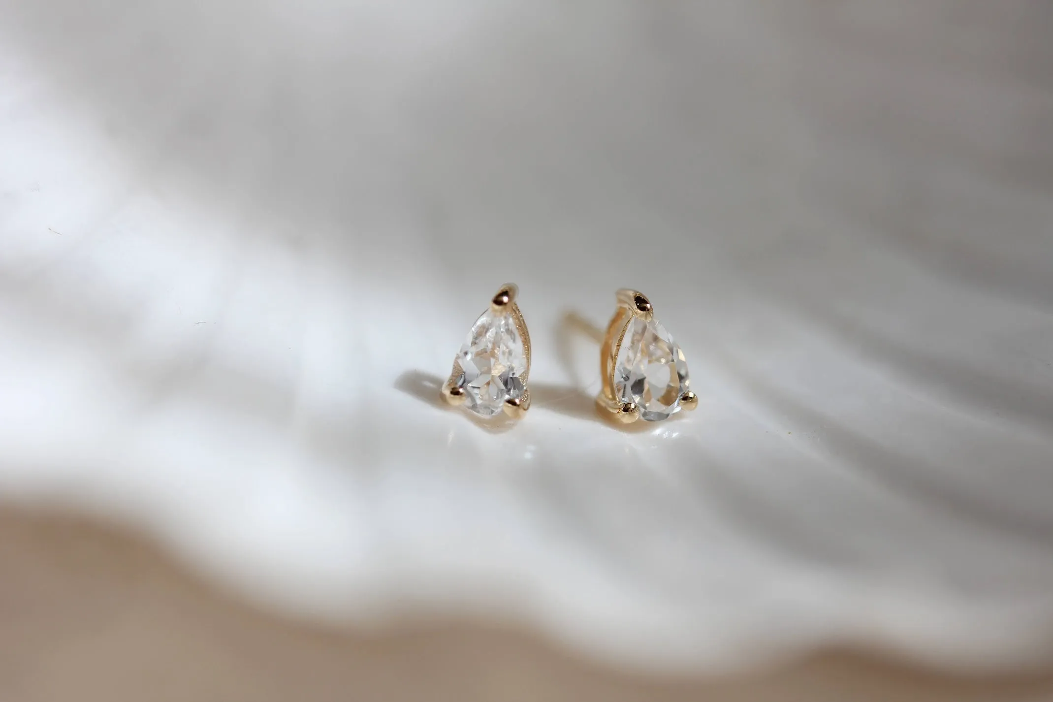 White Topaz Pear Studs