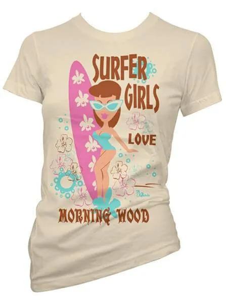 Women's Surfer Girls Love Morning Wood Tee