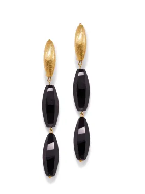 Zeppelin Gold Isla Onyx Clip-on Earrings